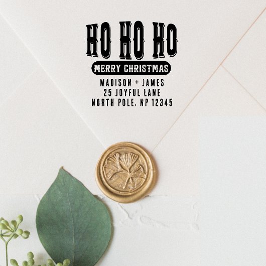 Tampon Auto-encreur Ho Ho Ho Joyeux Noël Adresse de retour