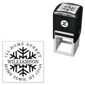 Tampon Auto-encreur Holiday Circulaire Snowflake Adresse de retour (En situation)