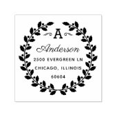Tampon Auto-encreur Holiday Laurel Elegant Monogram Adresse de retour (Design)