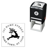 Tampon Auto-encreur Holiday Leaper Reindeer Circular Adresse de retour (En situation)