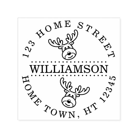 Tampon Auto-encreur Holiday Rudolph Circulaire Adresse de retour (Design)