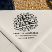 Tampon Auto-encreur Holly Joyer Noël Nom de famille Adresse de retour