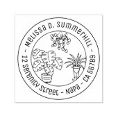 Tampon Auto-encreur Houseplants Hobby Round Address (Design)