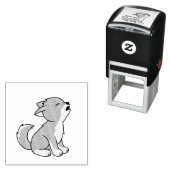 Tampon Auto-encreur Howling Grey Wolf Pup (En situation)