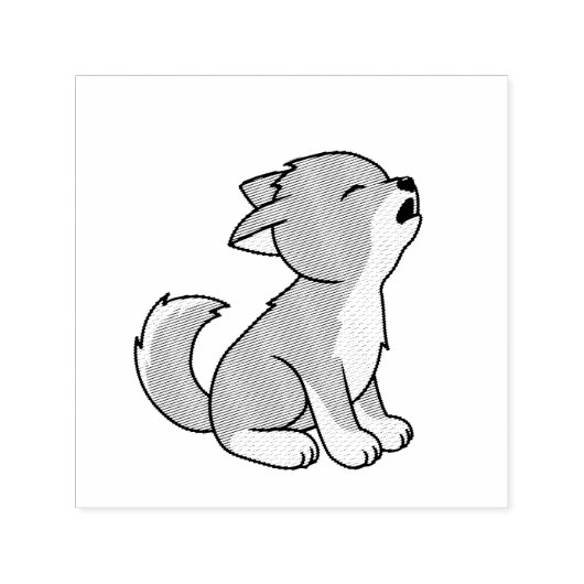 Tampon Auto-encreur Howling Grey Wolf Pup (Design)