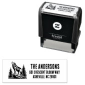 Tampon Auto-encreur Howling Wolf Family Name Return Address (En situation)