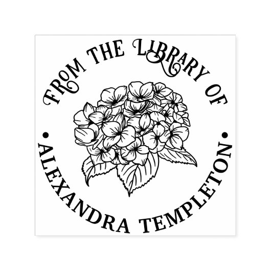 Tampon Auto-encreur Hydrangee et feuilles élégantes (Design)