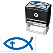 Tampon Auto-encreur Ichthus | Symbole du poisson chrétien (En situation)