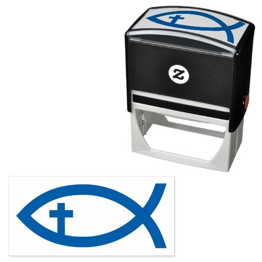 Tampon Auto-encreur Ichthus | Symbole du poisson chrétien (En situation)