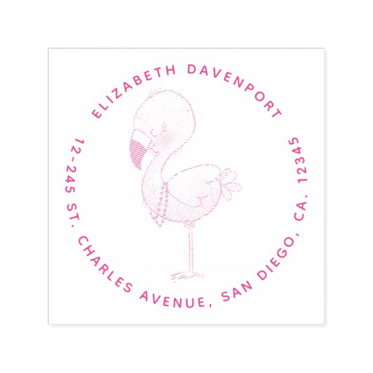 Tampon Auto-encreur Illustration de Flamant rose rose mou (Design)