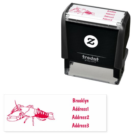 Tampon Auto-encreur Illustration de l'écrevisse marron bleu (En situation)