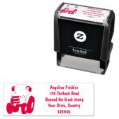 Tampon Auto-encreur Illustration du joli joyeux tracteur agricole vert (En situation)