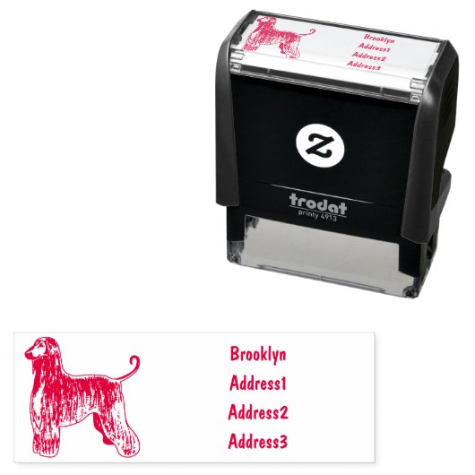 Tampon Auto-encreur Illustration d'un chien hound afghan (En situation)