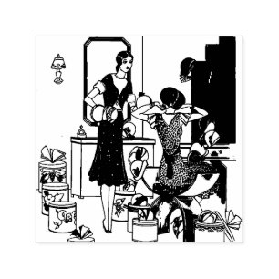 Tampon Auto-encreur Illustration vintage Art Déco de magasin de chapea