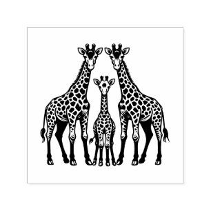 Tampon Auto-encreur Image de famille de girafe bébé père mère uniqueme