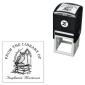 Tampon Auto-encreur Imaginaire Owl Library Ex Libris Bookplate Stamp (En situation)