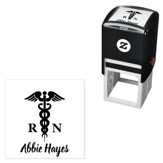 Tampon Auto-encreur Infirmière inscrite RN Caduceus Professionnel Médi (En situation)