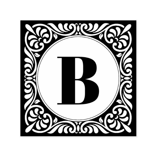 Tampon Auto-encreur Initiale de monogramme décorative (Design)