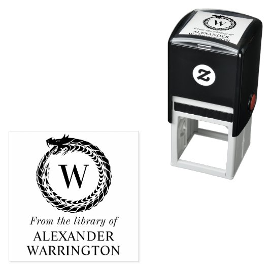 Tampon Auto-encreur Initiale monogramme du nom du livre de la biblioth (En situation)