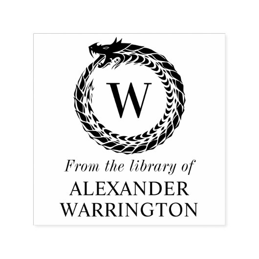 Tampon Auto-encreur Initiale monogramme du nom du livre de la biblioth (Design)