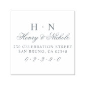 Tampon Auto-encreur Initiales classiques Noms et adresse de Mariage de (Design)