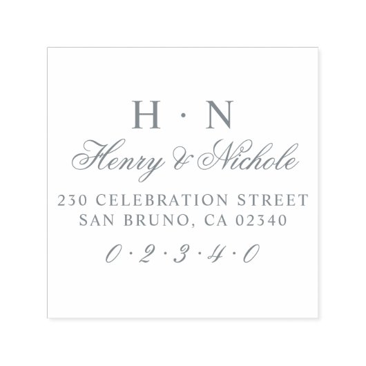 Tampon Auto-encreur Initiales classiques Noms et adresse de Mariage de (Design)