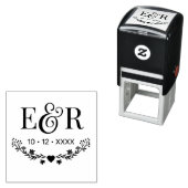 Tampon Auto-encreur Initiales couple botanique & 2 Monogramme Date (En situation)