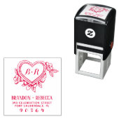 Tampon Auto-encreur Initiales de coeur botanique dessinées à la main A (En situation)