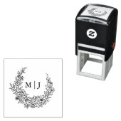 Tampon Auto-encreur Initiales de fils de fleurs délicates (En situation)