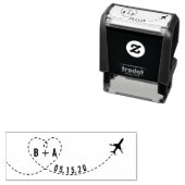 Tampon Auto-encreur Initiales de l'avion volant Mariage Date personnal (En situation)