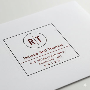 Tampon Auto-encreur Initiales de monogramme adresse de retour moderne