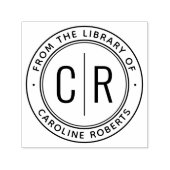 Tampon Auto-encreur Initiales de monogramme minimales de la bibliothèq (Design)