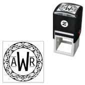 Tampon Auto-encreur Initiales du cadre de défilement circulaire ID431 (En situation)