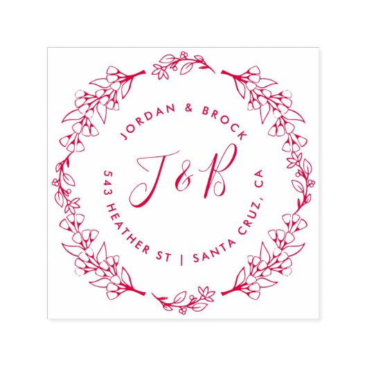 Tampon Auto-encreur Initiales du Mariage de la couronne tirée à la mai (Design)