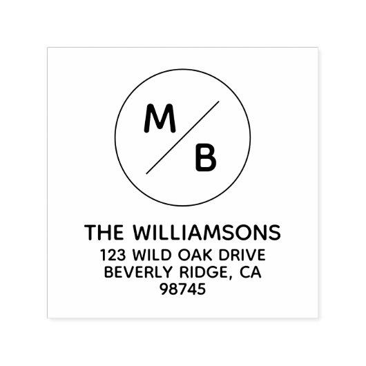 Tampon Auto-encreur Initiales modernes et nom Adresse de retour (Design)