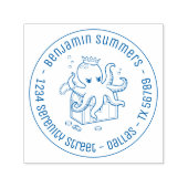 Tampon Auto-encreur Inquiète Octopus Garde Treasure Adresse (Design)