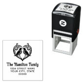 Tampon Auto-encreur Inséparables en Fancy Heart Name Return Ret Adress (En situation)