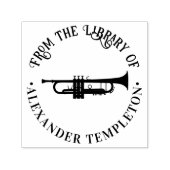 Tampon Auto-encreur Instrument de musique Trompette Rond Bibliothèque (Design)