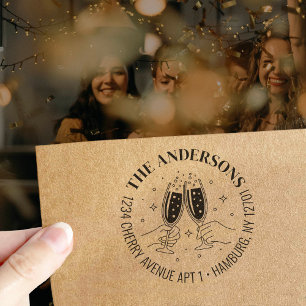Tampon Auto-encreur Invitation Champagne Celebration Adresse de retour