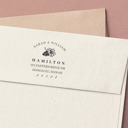 Tampon Auto-encreur Island Hibiscus Adresse de retour