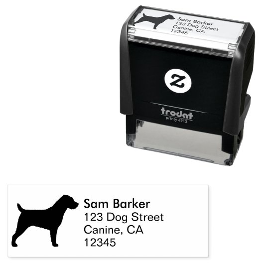 Tampon Auto-encreur Jack Russell Terrier Silhouette Adresse de retour (En situation)