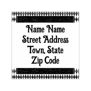 Tampon Auto-encreur Jacquard Diamond Arlequin Noir Blanc Classique