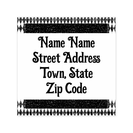 Tampon Auto-encreur Jacquard Diamond Arlequin Noir Blanc Classique (Design)