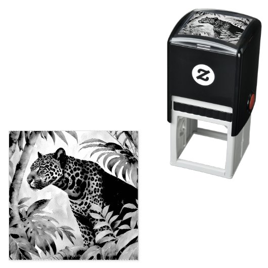 Tampon Auto-encreur Jaguar Forêt Botanique Jungle (En situation)