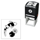 Tampon Auto-encreur Japonais Koi Poisson et Lys d'eau (En situation)