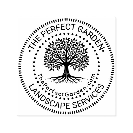 Tampon Auto-encreur Jardinage Landscaping Services Nom Initiales URL (Design)