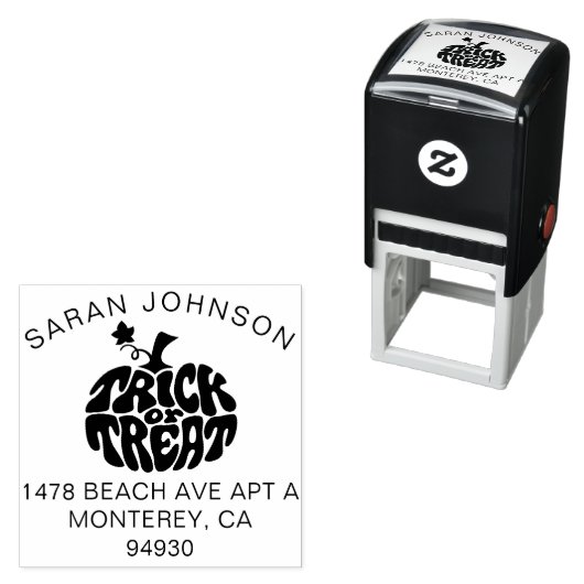 Tampon Auto-encreur Joli Bac Ou Traiter Citrouille Halloween (En situation)