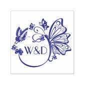 Tampon Auto-encreur Joli cadre papillon Couple initial Monogramme (Design)