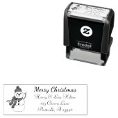 Tampon Auto-encreur Joli Étiquette de adresse Noël Snowman (En situation)