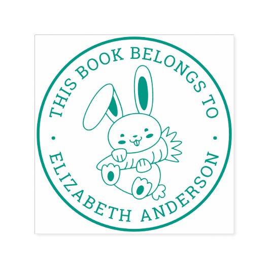 Tampon Auto-encreur Joli Lapin Lapin Caricature Ce Livre Appartient À (Design)